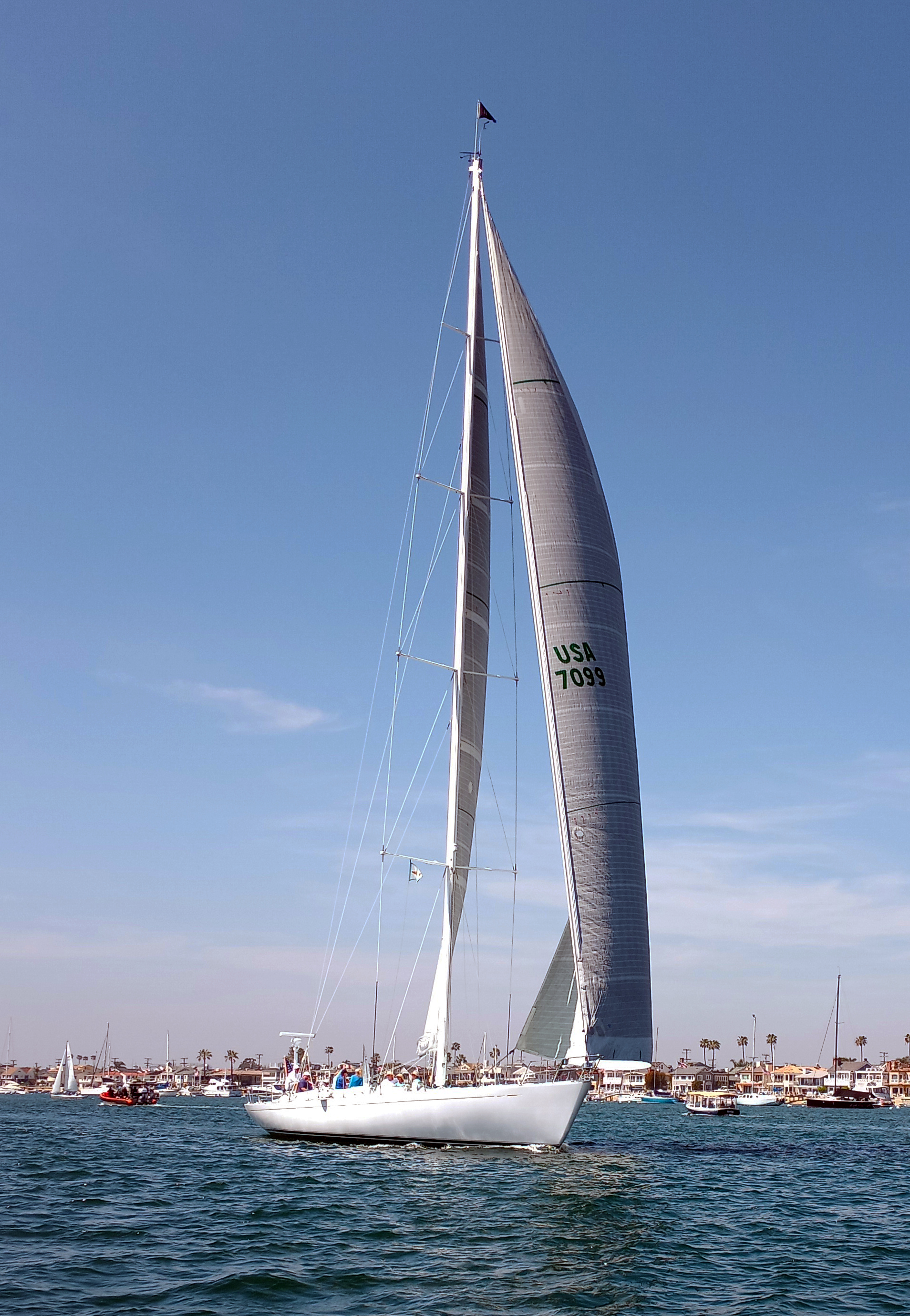 Ketch-rigged sailing yacht Windward Passage under full sail