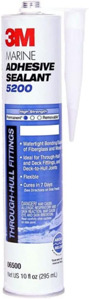 White 3M 5200 regular-cure marine sealant tube shown with its nozzle
