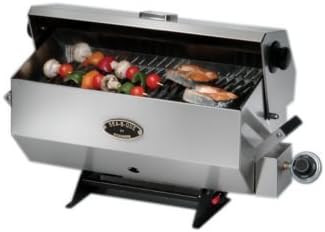 Dickinson Sea B Que Small stainless grill showing its rectangular body and rollaway hood