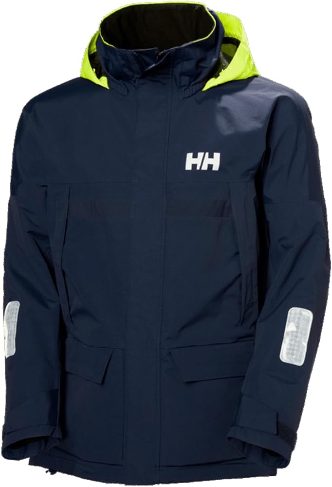 Helly Hansen Pier 4.0 coastal sailing jacket worn by a model with the hood lowered